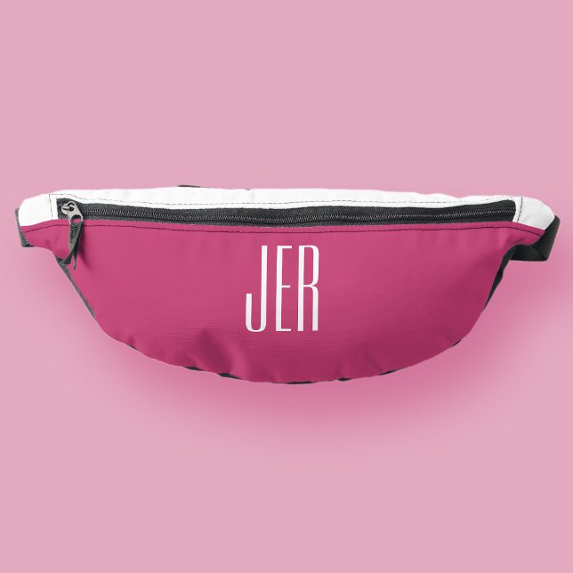 Sacs Banane Initiales de monogramme moderne personnalisables R (Customizable Modern Monogram Initials Pink White Fanny Pack)