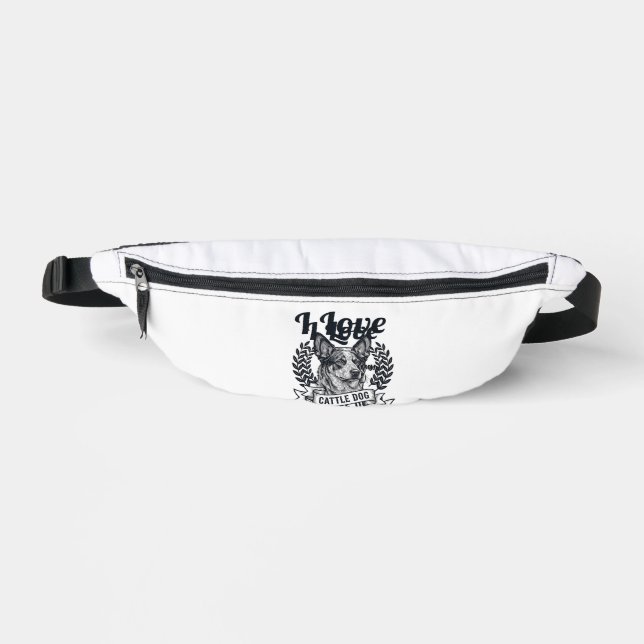Sacs Banane J'aime mon chien de troupeau design de gravure vin (Recto)