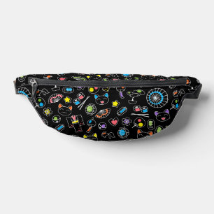 Sacs Banane Japonais Kawaii Doodles de culture sur le noir