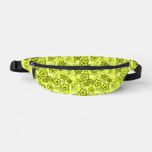 Sacs Banane Jaune avec motif floral néon brillant noir