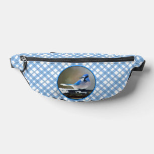 Sacs Banane Jay Bleu en hiver Peinture de neige Oiseau origina