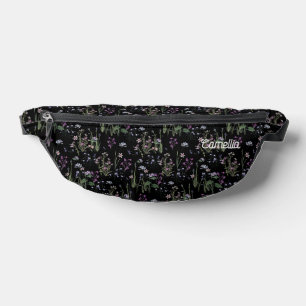 Sacs Banane Joli Ditsy FLoral Pattern Noir Violet Nom