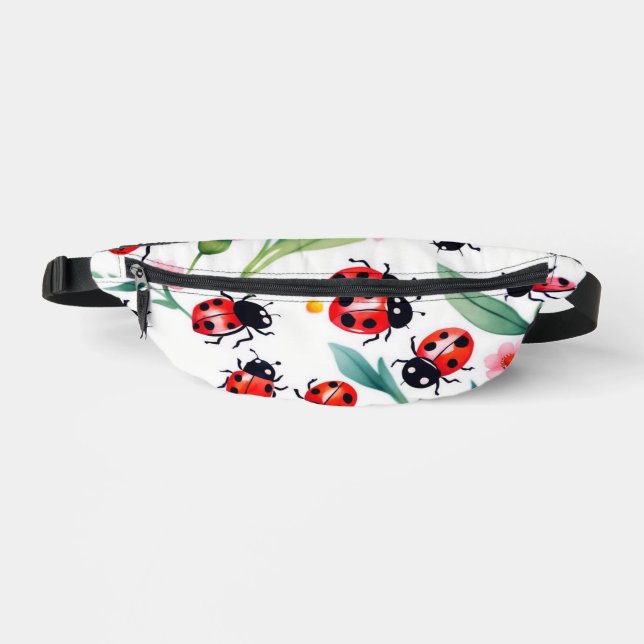 Sacs Banane Jolies coccinelles et motif fleurs blanc (Recto)