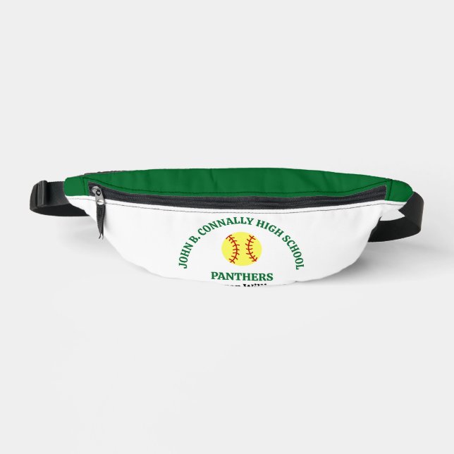 Sacs Banane Joueuse de softball de lycée vert personnalisée (Recto)