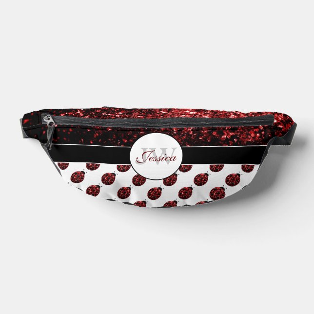 Sacs Banane Ladybug scintille rouge motif blanc personnalisé M (Poser)