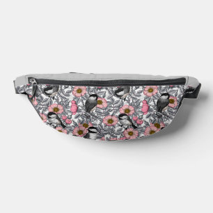 Sacs Banane Les poulets dans la nature rose, rose et gris