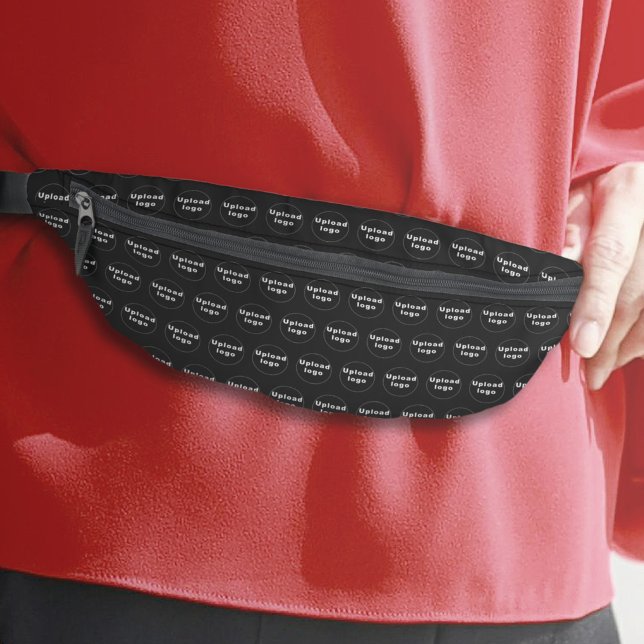 Sacs Banane Logo d'entreprise Motif sans couture sur Black Fan (Business logo seamless pattern on black fanny pack)