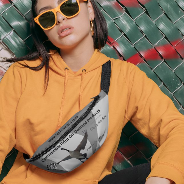 Sacs Banane Logo/domaine/code QR personnalisable élégant Gris/ (Créateur téléchargé)