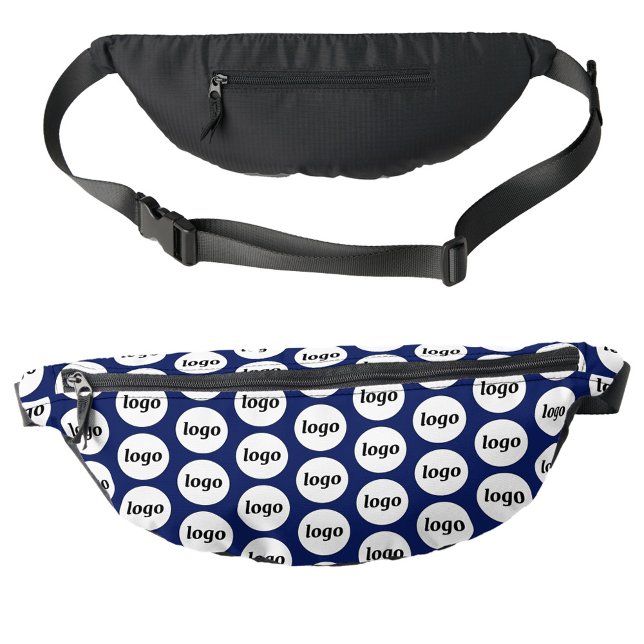 Sacs Banane Logo Motif Promotions Business Marine Bleu (Logo pattern business branding promotional navy blue fanny pack)