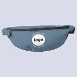Sacs Banane Logo Ronde Texte promotionnel Business Blue Grey<br><div class="desc">Ajoutez votre propre logo et le choix du texte à cette conception. Supprimez le texte supérieur ou inférieur si vous préférez. Minimaliste et professionnel. Idéal pour un produit promotionnel pour vos clients et clients. Votre logo sera coupé dans un cercle blanc. Pour les autres versions,  consultez la collection.</div>