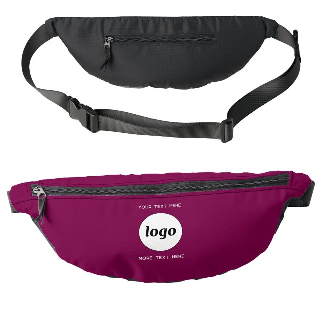 Sacs Banane Logo Texte promotionnel Marque commerciale Magenta (Simple logo with custom text business branding promotional fanny pack)