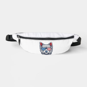 Sacs Banane Lunettes de soleil pour chien Westie patriotiques