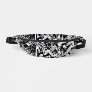 Sacs Banane Marbleized Noir et Blanc Moderne Artwork Abstrait