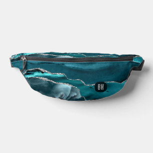 Sacs Banane Marbre Aquarelle Glitter Argent Sarcelle Élégant