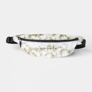 Sacs Banane Marbre noir blanc or scintillement bling Monogramm