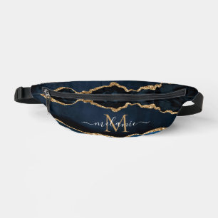 Sacs Banane Marine Blue Gold Marbre Votre Lettre Nom Fanny Pac