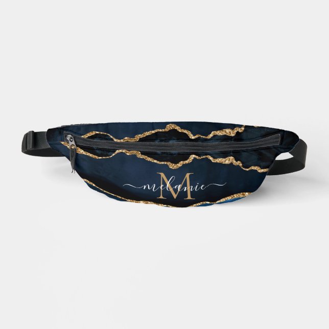 Sacs Banane Marine Blue Gold Marbre Votre Lettre Nom Fanny Pac (Recto)