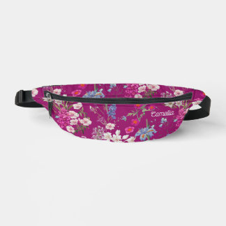 Sacs Banane Modèle Floral coloré moderne Purple Nom Personnali