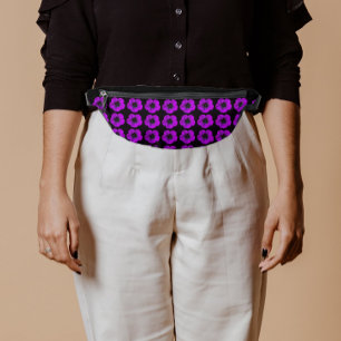 Sacs Banane Modèle floral de géranium violet sur noir