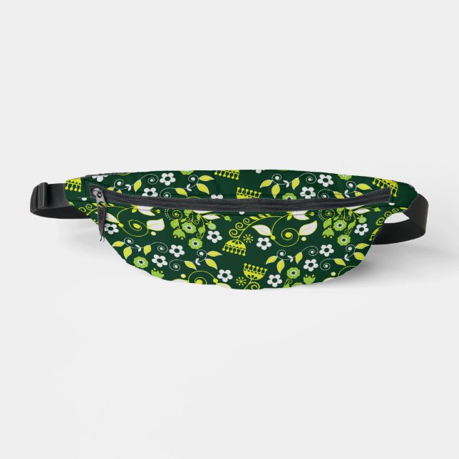 Sacs Banane Modèle floral scandinave moderne vert foncé (Recto)