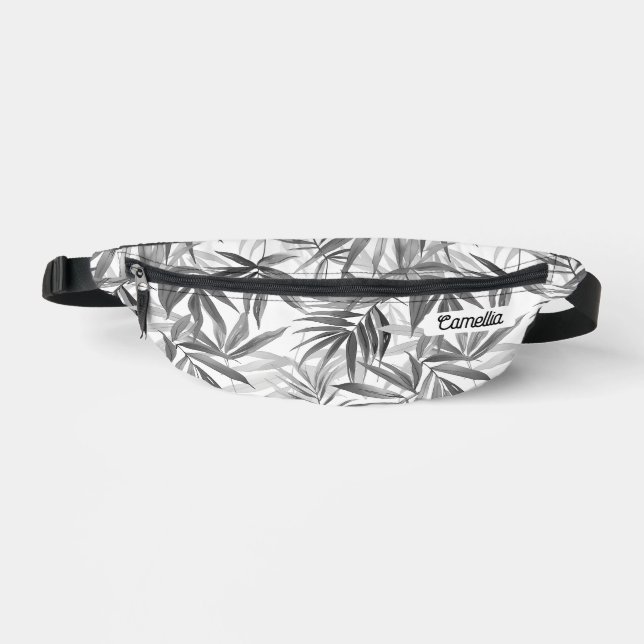 Sacs Banane Modern Grey Tropical Nom du Motif Custom Travel (Recto)
