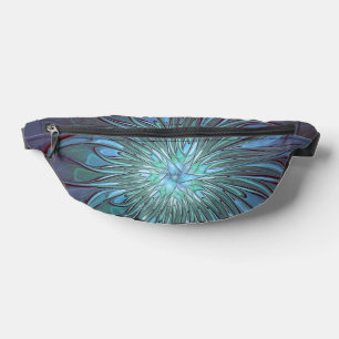 Sacs Banane Moderne Abstrait tendance Fleur bleue Fractal Art