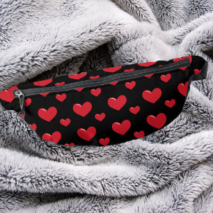 Sacs Banane Moderne Élégant Simple Motif de Cœur Noir et Rouge