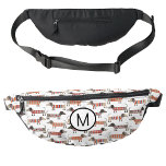 Sacs Banane Monogram Dachshund Wiener Sausage Chien Personnali<br><div class="desc">Un motif de chien Dachshund Wiener Sausage amusant pour les amoureux des animaux. Modifiez le monogramme initial pour personnaliser.</div>