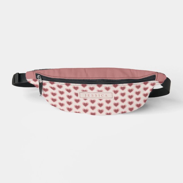 Sacs Banane Monogram Retro Hearts Pink Burgundy (Recto)
