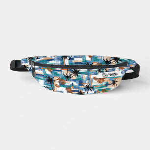 Sacs Banane Monogramme bleu Motif Tropical Moderne