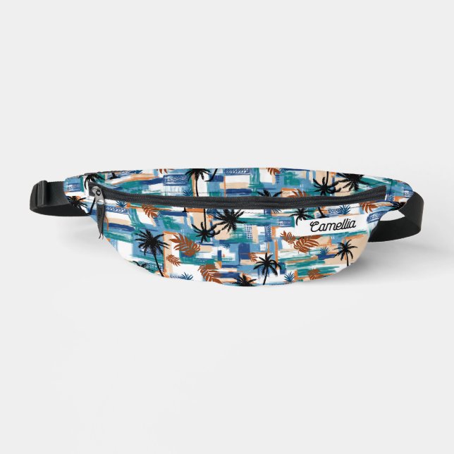 Sacs Banane Monogramme bleu Motif Tropical Moderne (Recto)