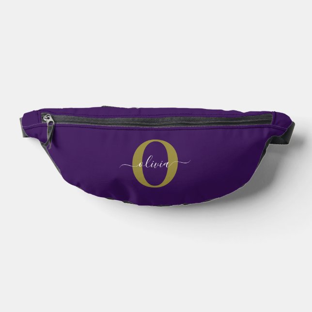 Sacs Banane Monogramme customisé Nom du script Purple White Go (Poser)