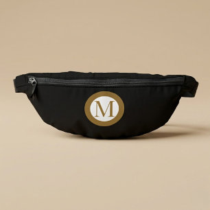 Sacs Banane Monogramme de sceau central personnalisé noir et o
