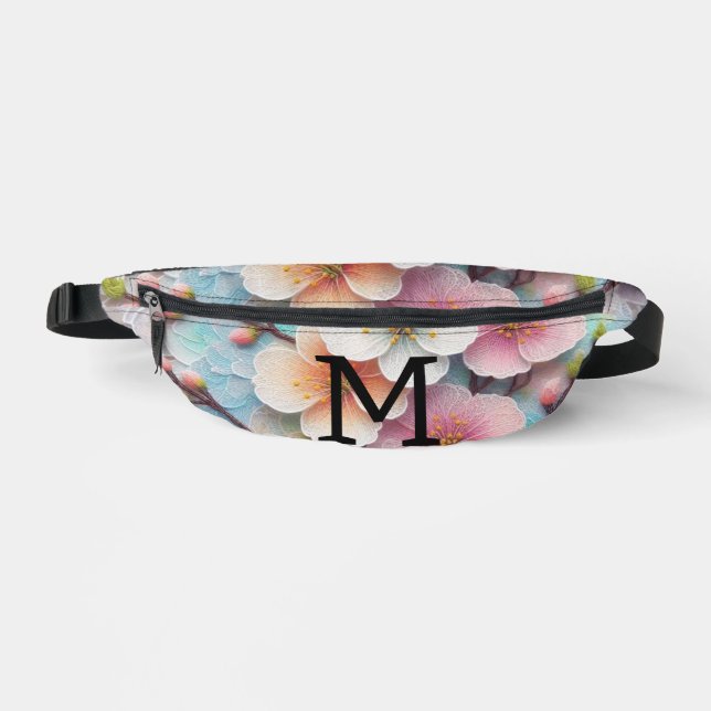 Sacs Banane Monogramme dentelle rose pastel fleurs de cerisier (Recto)