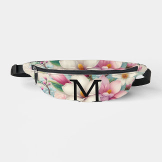Sacs Banane Monogramme dentelle rose violet fleurs de magnolia