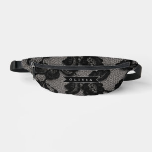Sacs Banane Monogramme Élégant Fleurs en Dentelle Noire Person