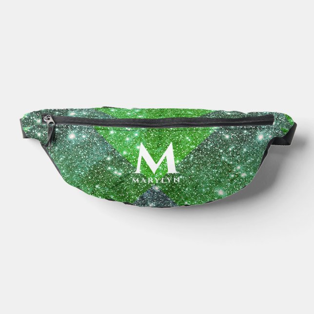 Sacs Banane Monogramme élégant vert pailleté blanc chic (Poser)