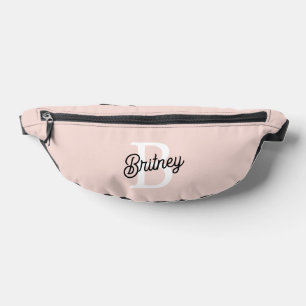 Sacs Banane Monogramme et nom personnalisé moderne Pastel Pink
