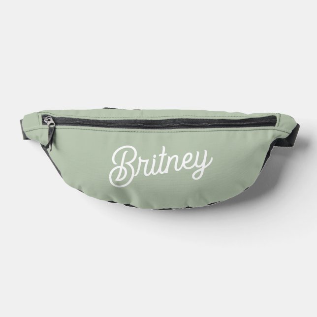 Sacs Banane Monogramme et nom personnalisés de Sage Vert moder (Poser)