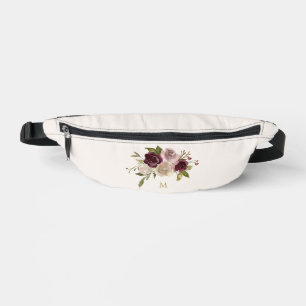 Sacs Banane Monogramme Floral Aquarelle Rose Bourgogne Moderne