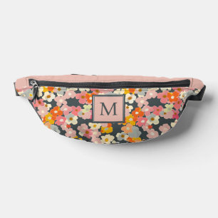 Sacs Banane Monogramme floral rose moderne initial
