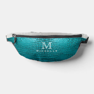 Sacs Banane Monogramme gris et sarcelle Fausse peau de serpent