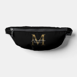 Sacs Banane Monogramme minimal en métal noir en or