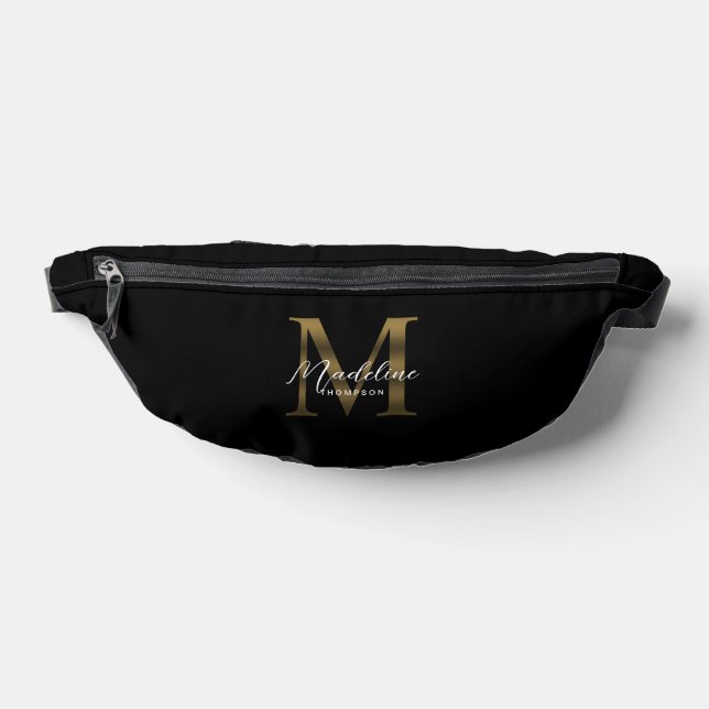 Sacs Banane Monogramme minimal en métal noir en or (Poser)