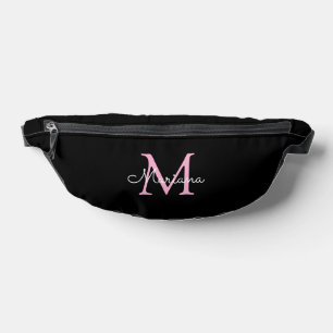 Sacs Banane monogramme minimaliste rose noir personnalisé
