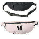 Sacs Banane Monogramme moderne Nom initial Blush Rose<br><div class="desc">La typographie moderne minimaliste monogramme design initial qui peut être modifié pour personnaliser.</div>