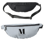Sacs Banane Monogramme moderne Nom initial Poudre Bleu<br><div class="desc">La typographie moderne minimaliste monogramme design initial qui peut être modifié pour personnaliser.</div>