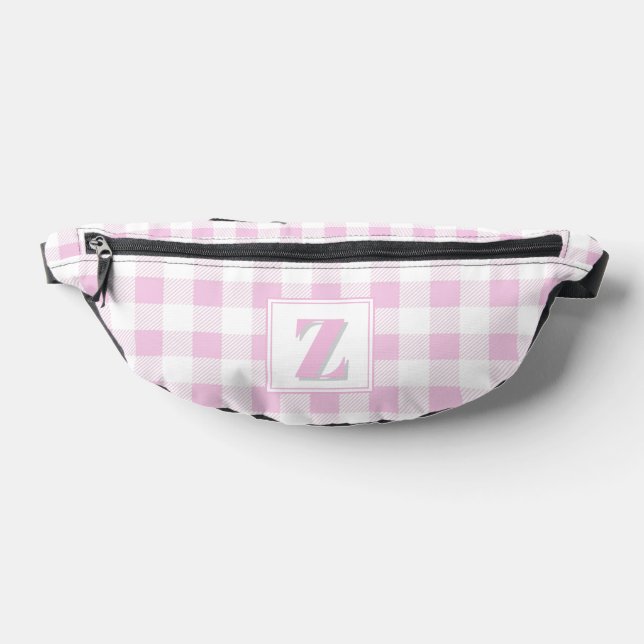 Sacs Banane Monogramme personnalisable gingham rose élégant bl (Poser)