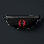 Sacs Banane Monogramme personnalisé Nom du script Noir Blanc R<br><div class="desc">Ce monogramme élégant et design de nom de script peut être offert en cadeau pour un anniversaire, mariage, baby shower, anniversaire, fête des mères ou toute occasion. Il peut être personnalisé avec l'initiale et le nom de la personne. Vous pouvez modifier la couleur de la police, la taille de la...</div>