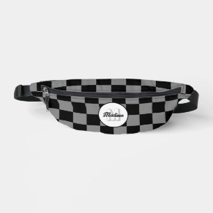 Sacs Banane Monogramme rétro géométrique gris noir à carreaux